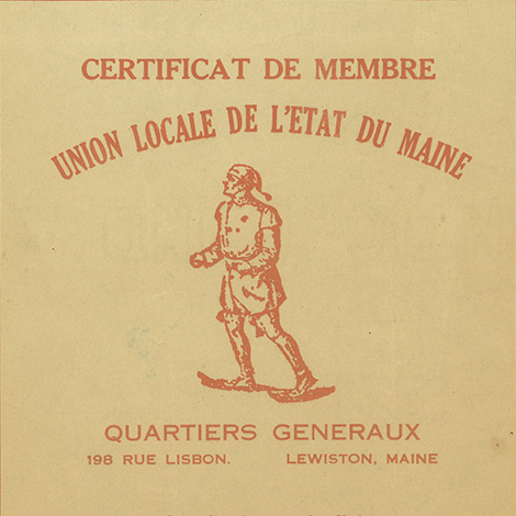 Jacques Cartier snowshoe club membership certificate from Lewiston, Maine.