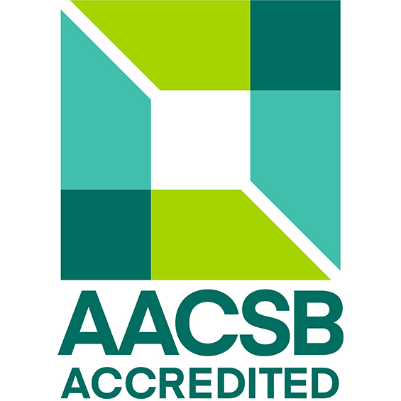 Logo for AACSB accrediation (Association to Advance Collegiate Schools of Business).