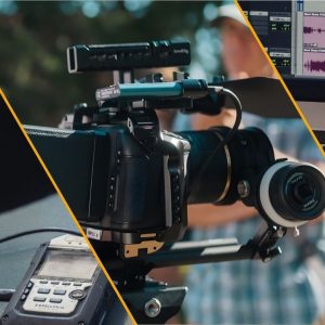 Cross sections of a camera with an video editing station