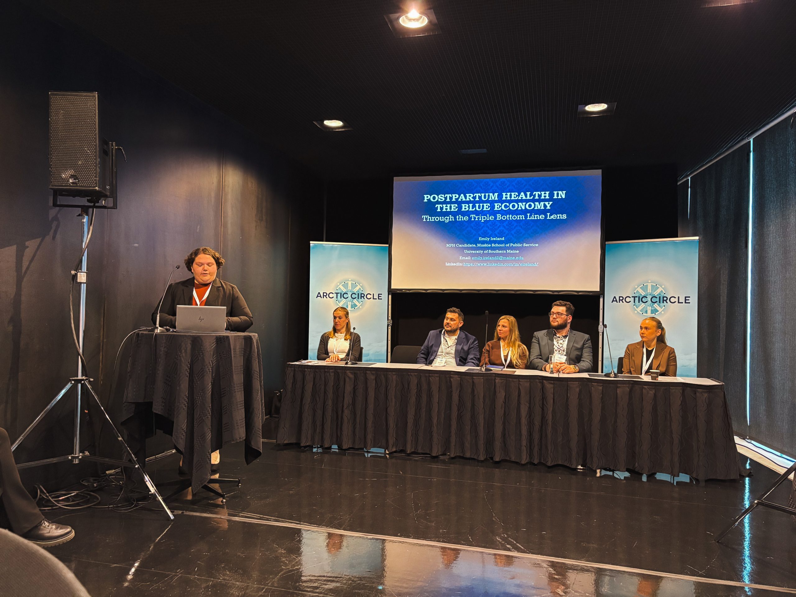 Emily Ireland presents on Postpartum Health in the Blue Economy at the Arctic Circle Assembly