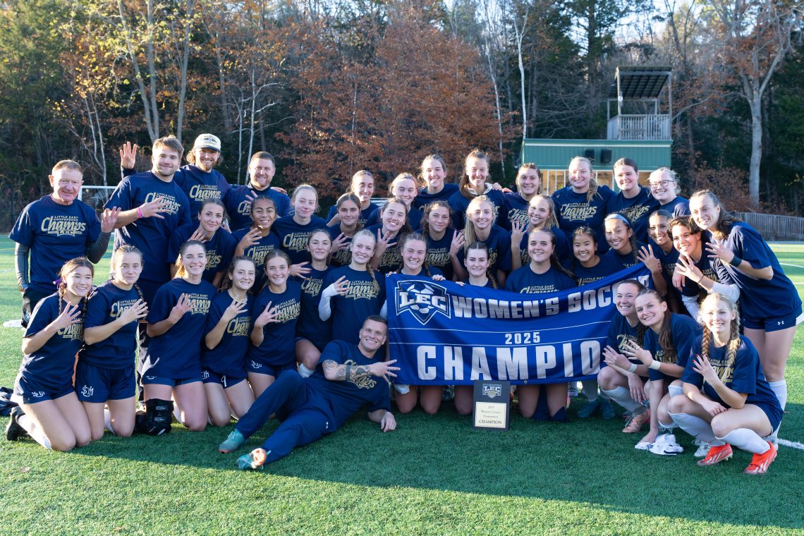 Group photo of the USM women's soccer team after their 4th consnecutive Little East Conference win.