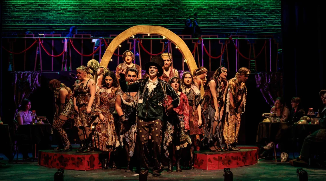 Ensemble on stage from USM's 2026 production of Cabaret.