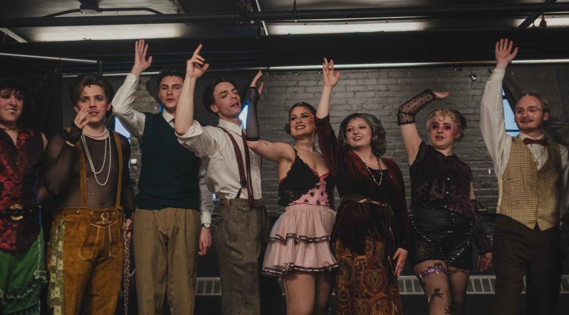 Warm ups before dress rehearsal of Cabaret.