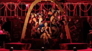 Karoline Brechter as Sally Bowles and Ensemble in USM 2026 production of Cabaret.