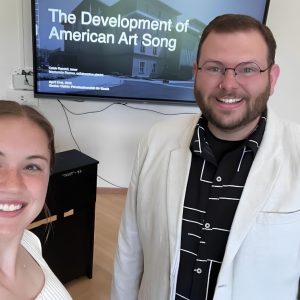 Mackenzie Renner and Caleb Randall in Europe, lecturing on American Art Song.
