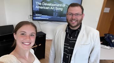 Mackenzie Renner and Caleb Randall in Europe, lecturing on American Art Song.