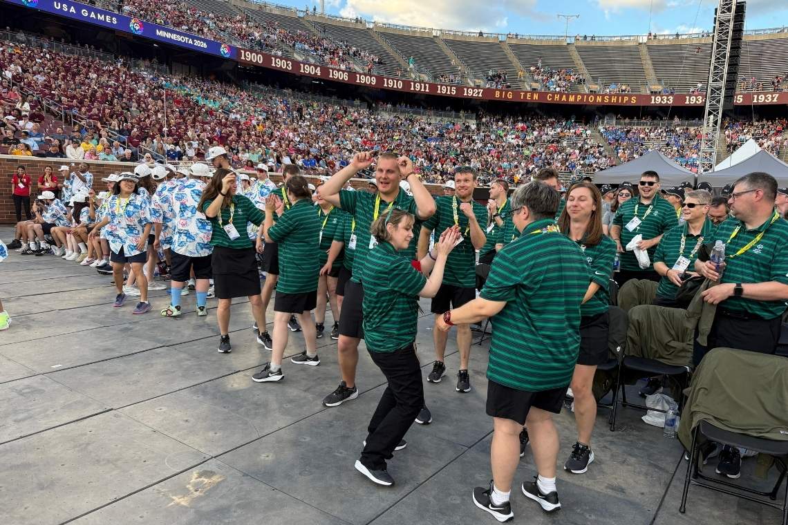 Meredith with Team Maine at the US Special Olympics opening ceremony.
