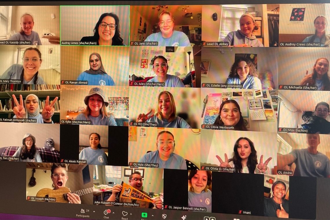 Orientation Leaders on a zoom session together.