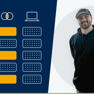 Graphic representation of a course schedule for in person, blended and online courses with advisor Cody Rohde on the right hand side.