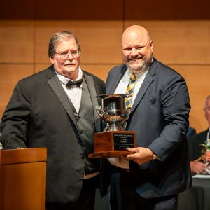 Al Bean accepting his award for being inducted into the Maine Sports Hall of Fame.