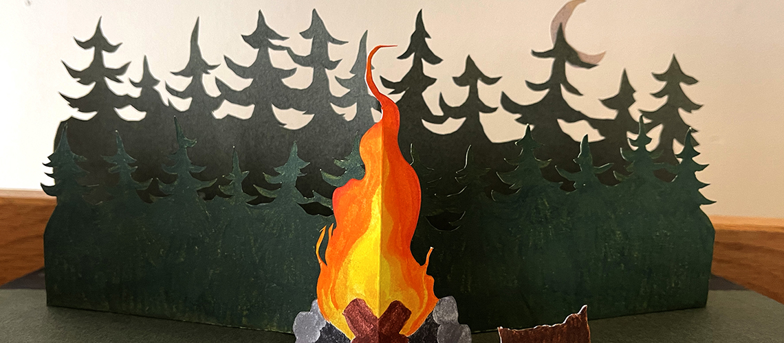 Artist's Book of Campfire in the Woods by student Samantha McKenna