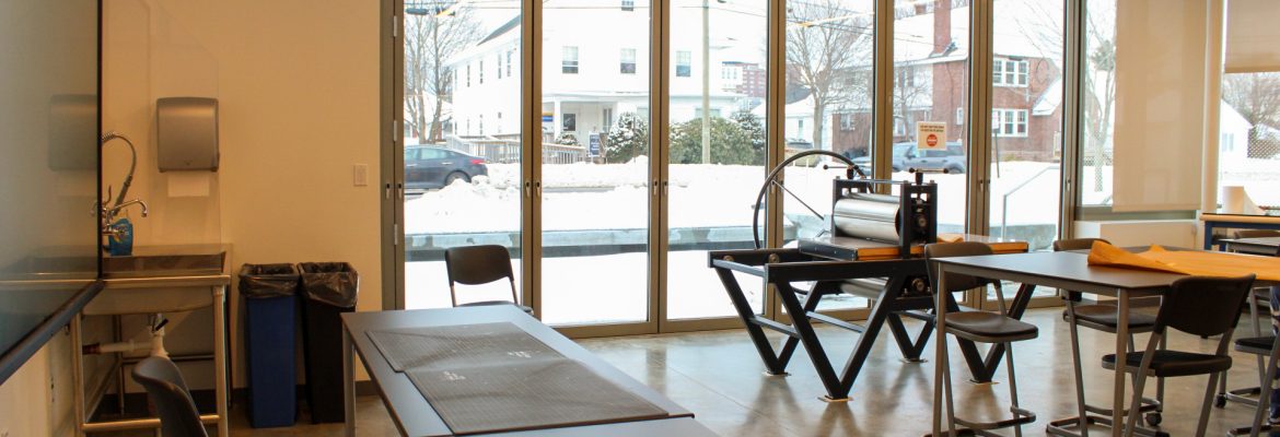 A photograph of the KCCCBA Book Studio at the Crewe Center for the Arts.