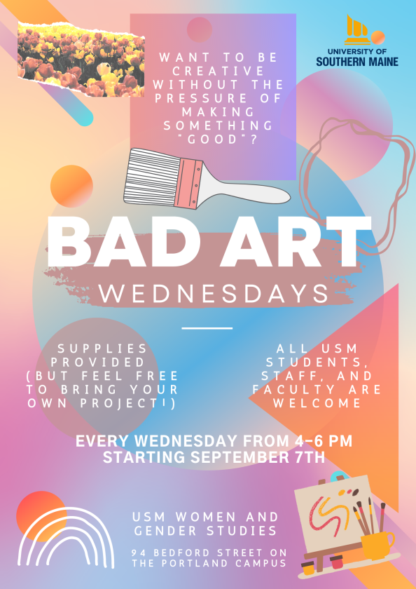 Women and Gender Studies Bad Art Wednesday Poster - every Wednesday during Fall 2022 semester