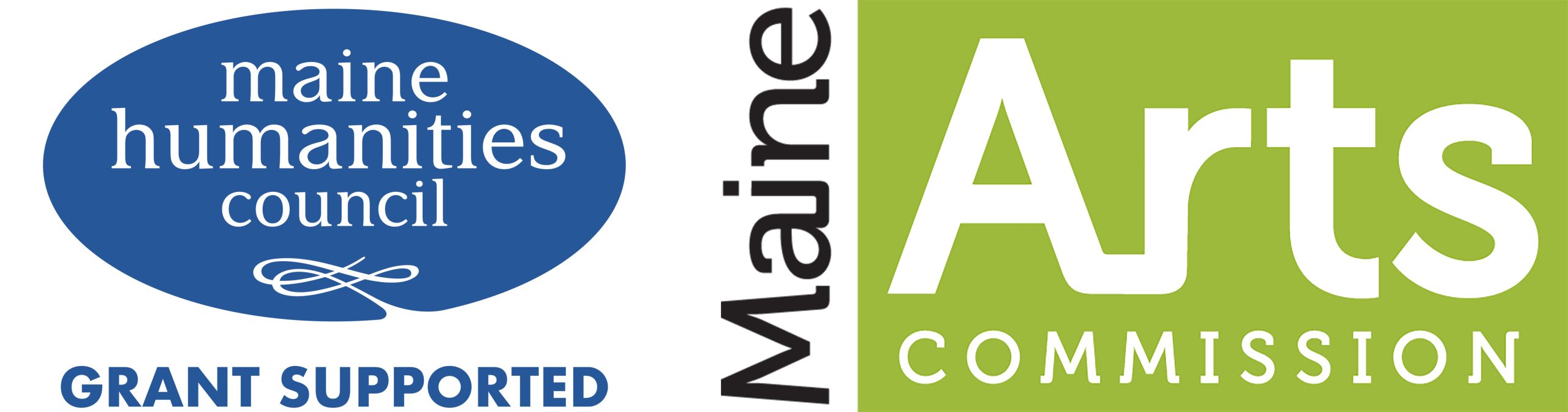 An image of a blue logo that reads "Maine Humanities Council" and a green logo that reads "Maine Arts Commission."