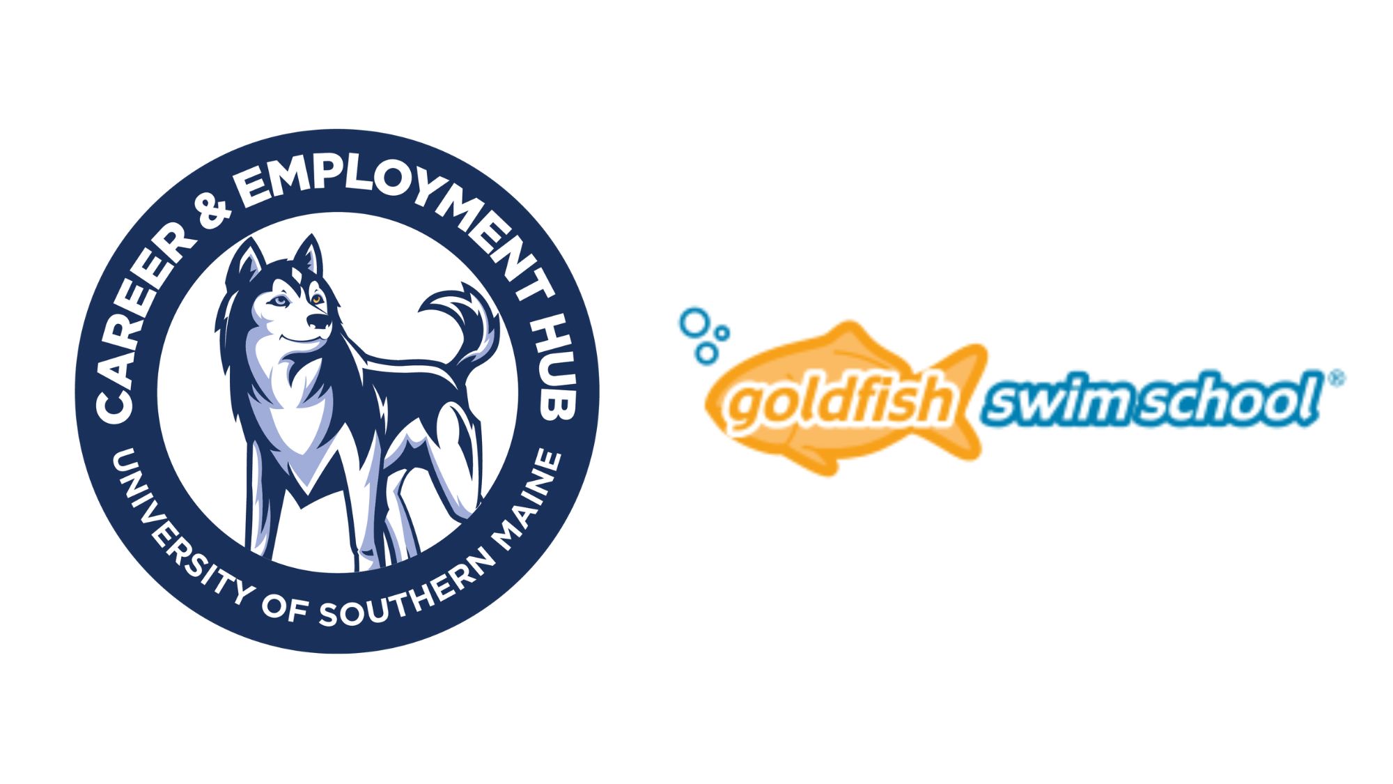 The Career & Employment Hub Logo and the Goldfish Swim School logo.