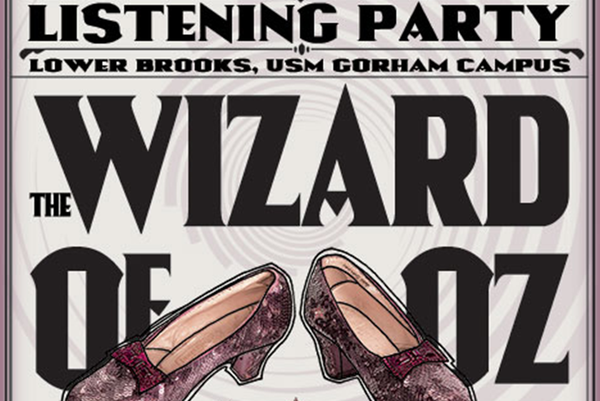 Listening party in Lower Brooks on the USM Gorham campus for the Wizard of Oz radio play.