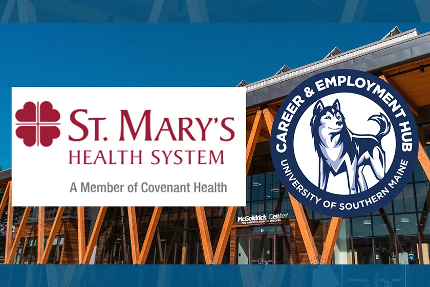 St. Mary's Health System logo and the Career & Employment Hub graphic