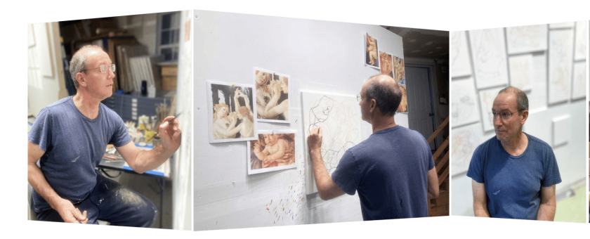 Photo montage of University of Southern Maine Artist-in-Residence Peter Bruun.