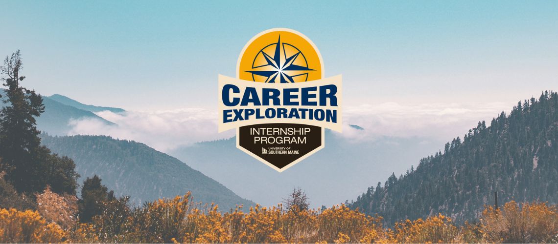 Career Exploration Internship program Logo with a mountain range in the background.