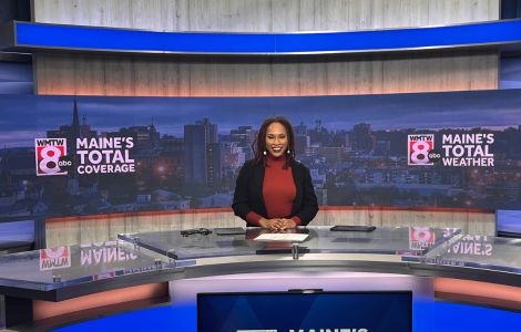 Mykayla Hoggard, '24, participating in the Job Shadow Program at Hearst Television.