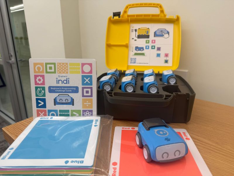 Classroom set of Spero programmable cars to teach coding to our youngest students.