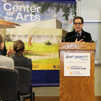 Tony Shalhoub announces his role as honorary chairman for the USM Center for the Arts campaign.
