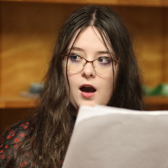 Hailey Gagnon plays Dorothy with wide-eyed wonder during a rehearsal for the "The Wizard of Oz" radio play.