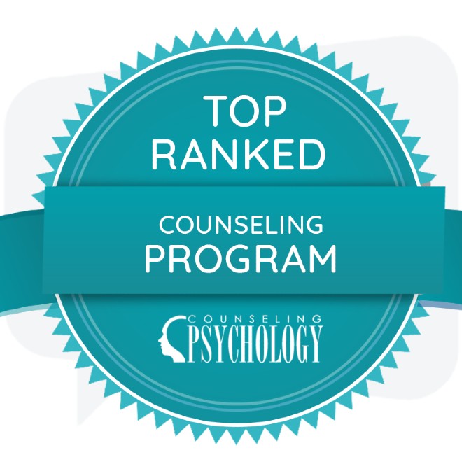 Badge stating Top Ranked Counseling Program by Counseling Psychology