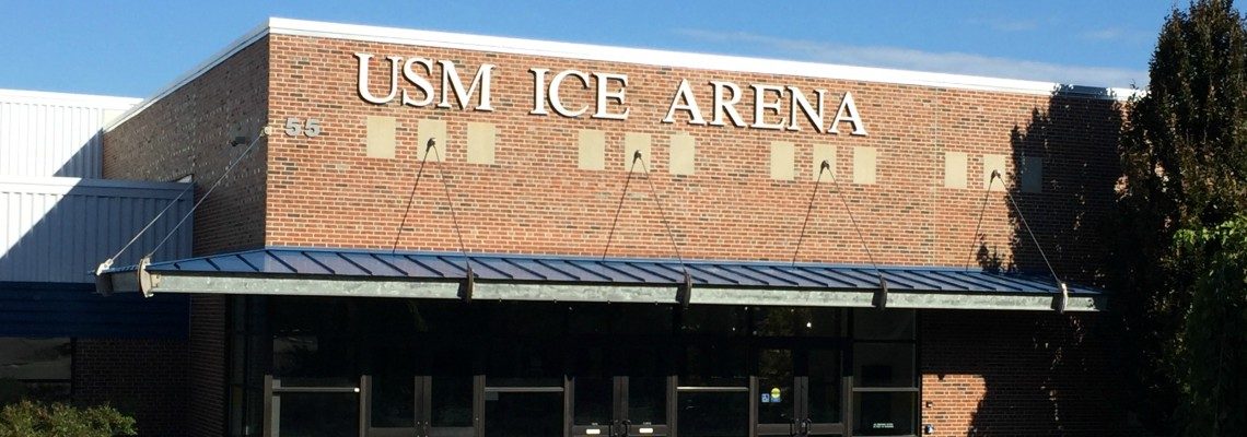 The exterior of the USM Ice Arena.