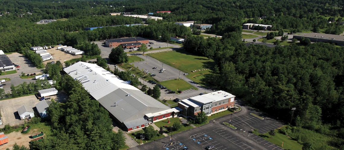 Aerial view of the Lewiston-Auburn campus