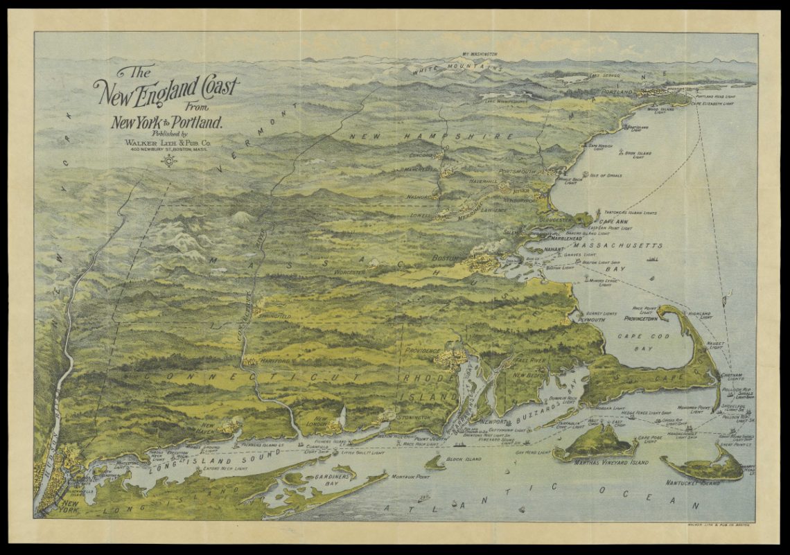 Walker New York to Maine coast map