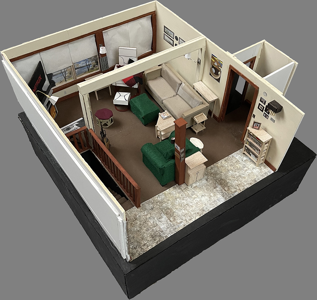 John Bell, Mixed Media Scale Livingroom Model, 21-1/2" X 21-1/2" X 14-1/2"