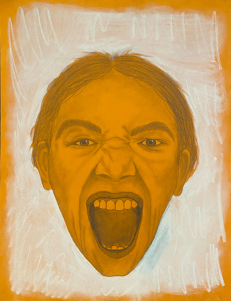 Kiki Huntress, Self-Portrait, Graphite & Conte, 24" X 36"