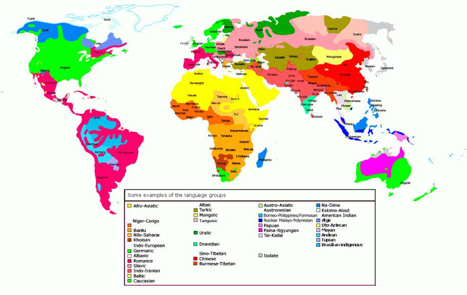 World map of languages