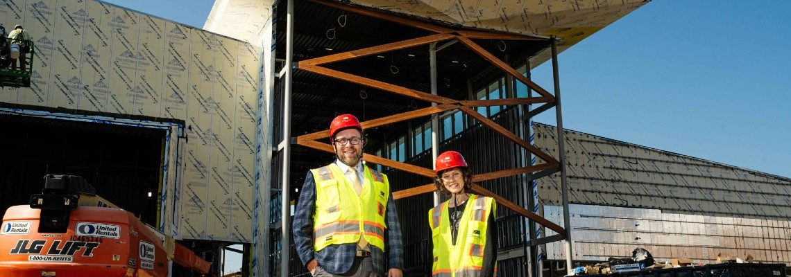 Dr. Kyle Nielsen and Dr. Kelly Hrenko on site of Crewe Center