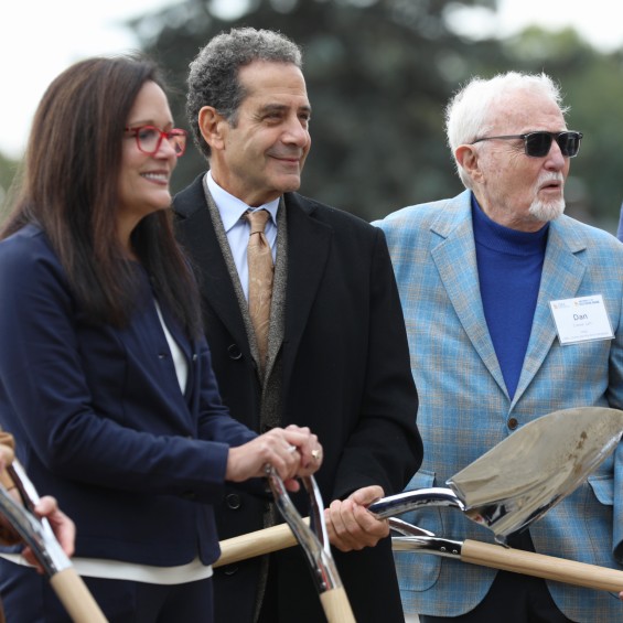 President Edmondson, Tony Shalhoub, Dan Crewe at Crewe Center groundbreaking