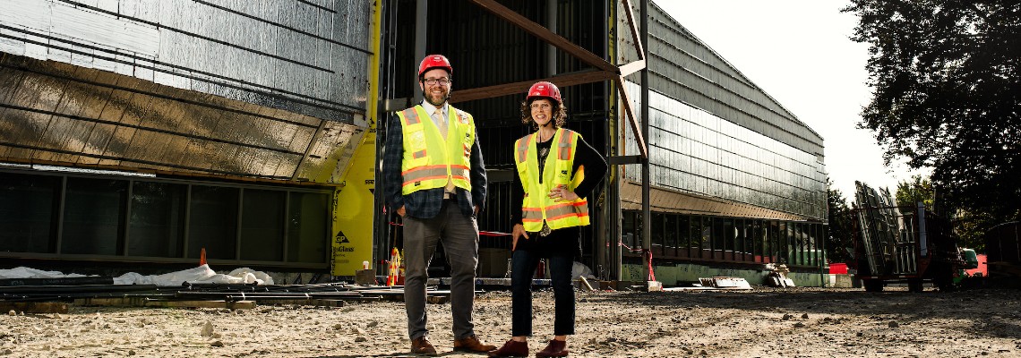 Dr. Kyle Nielsen and Dr. Kelly Hrenko on site of Crewe Center