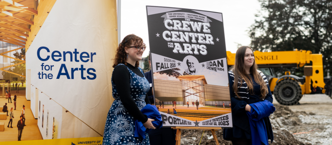 poster honoring Dan Crewe at Crewe Center groundbreaking