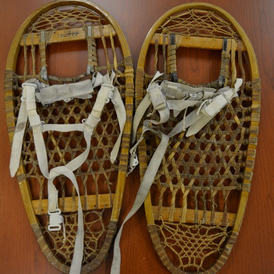 Snowshoes made of wood and animal sinew.
