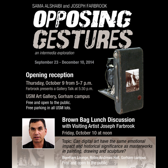An image of a flyer advertising the exhibition. It reads "OPPOSING GESTURES"