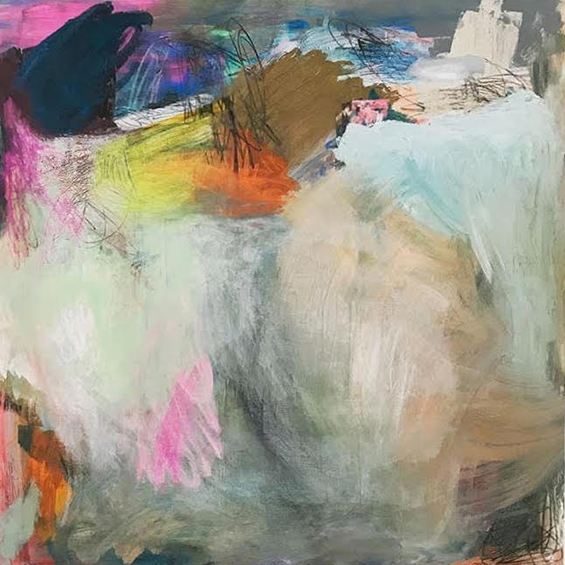 An abstract painting of pastel tones