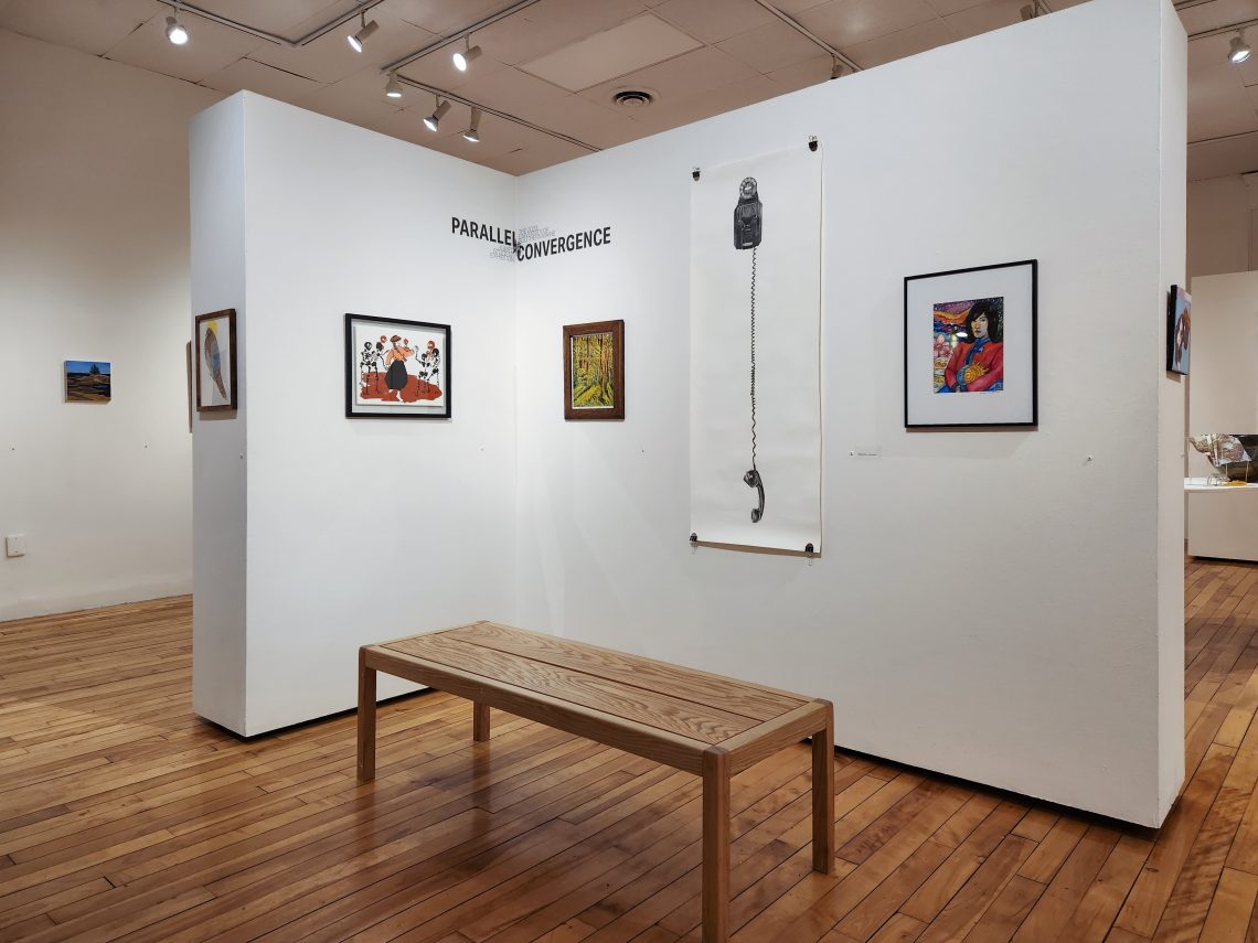 Installation view, "Parallel Convergence: The 2023 University of Southern Maine Juried Student Exhibition," University of Southern Maine Art Gallery.