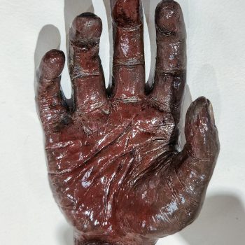 Rose DiMuzio, "A Hand to Hold," 2021. Stoneware, rake glaze. 3 in. wide x 5 in. long x 1 1/2 in. deep