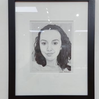 Claire Richardson, "Self Portrait," 2021. Graphite on paper, 7 3/8 x 9 in. unframed; 16 x 20 in. framed
