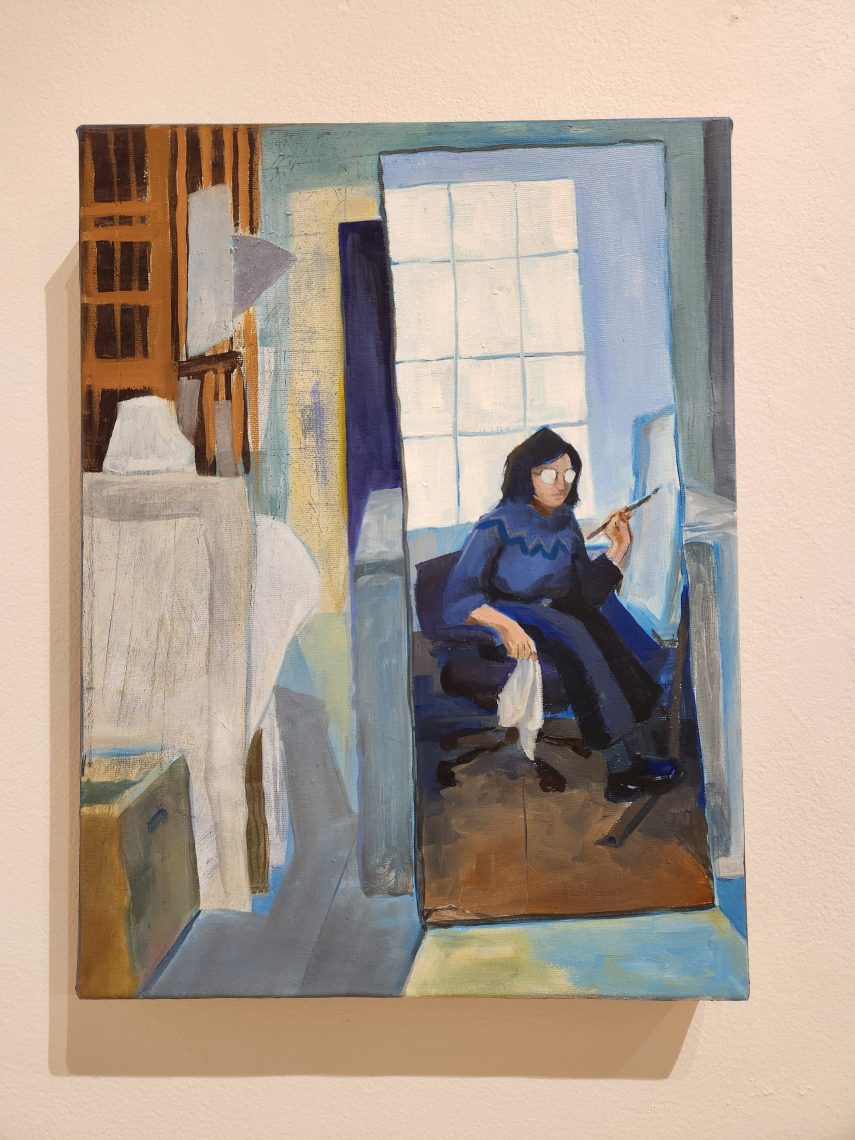 Anna Bruner "Artist Immortalized," 2023. Oil on canvas
12 x 16 in. Part of the "2023 Bachelor of Fine Arts and Bachelor of Arts Exhibition," University of Southern Maine Art Gallery.