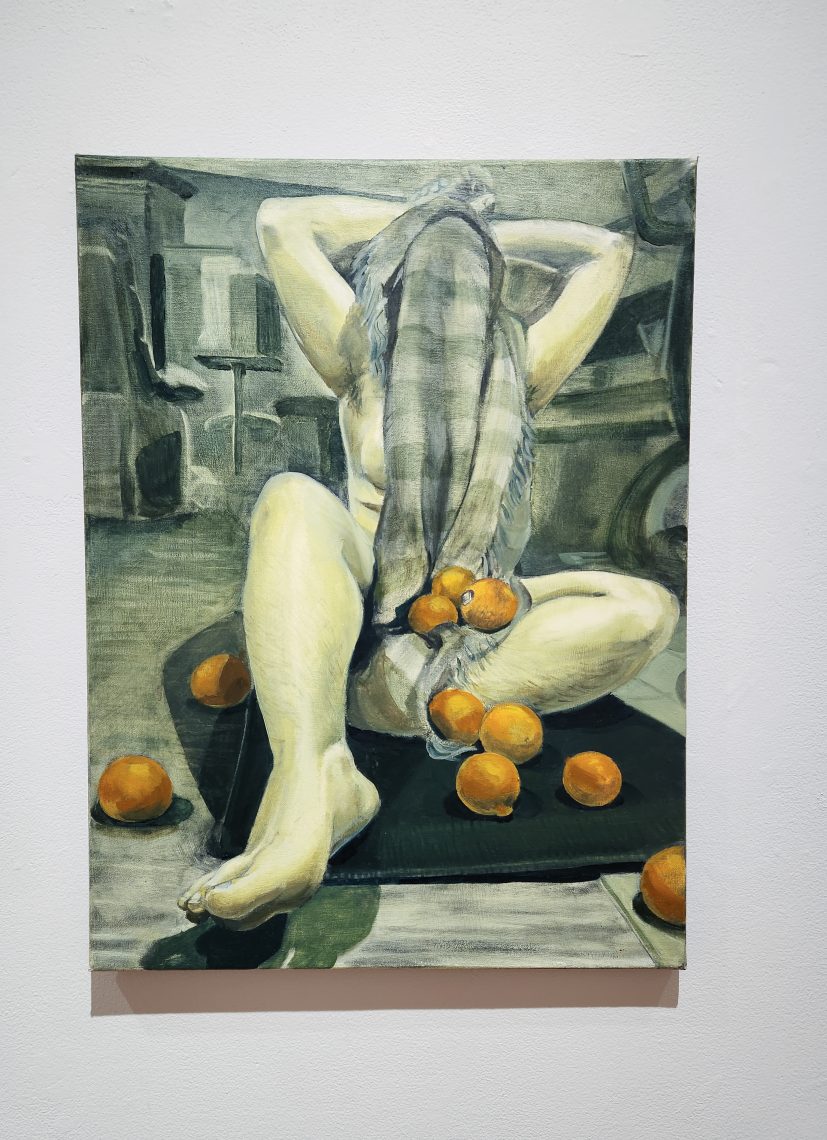 Rose DiMuzio "Avoidance, part of Marmalade series," 2023. Oil on canvas 18 x 24 in. Part of the "2023 Bachelor of Fine Arts and Bachelor of Arts Exhibition," University of Southern Maine Art Gallery.