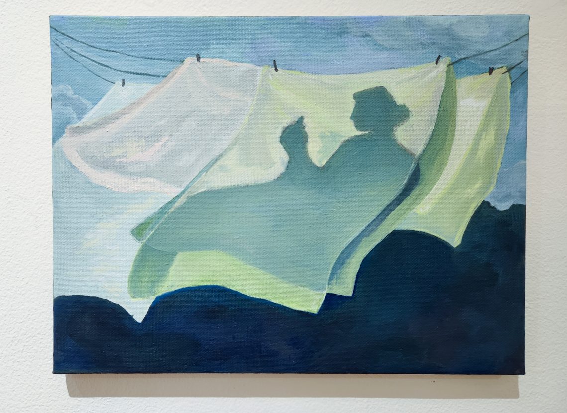 Anna Bruner "I look for you in the strangest places," 2023. Oil on canvas 12 x 6 in. Part of the "2023 Bachelor of Fine Arts and Bachelor of Arts Exhibition," University of Southern Maine Art Gallery.