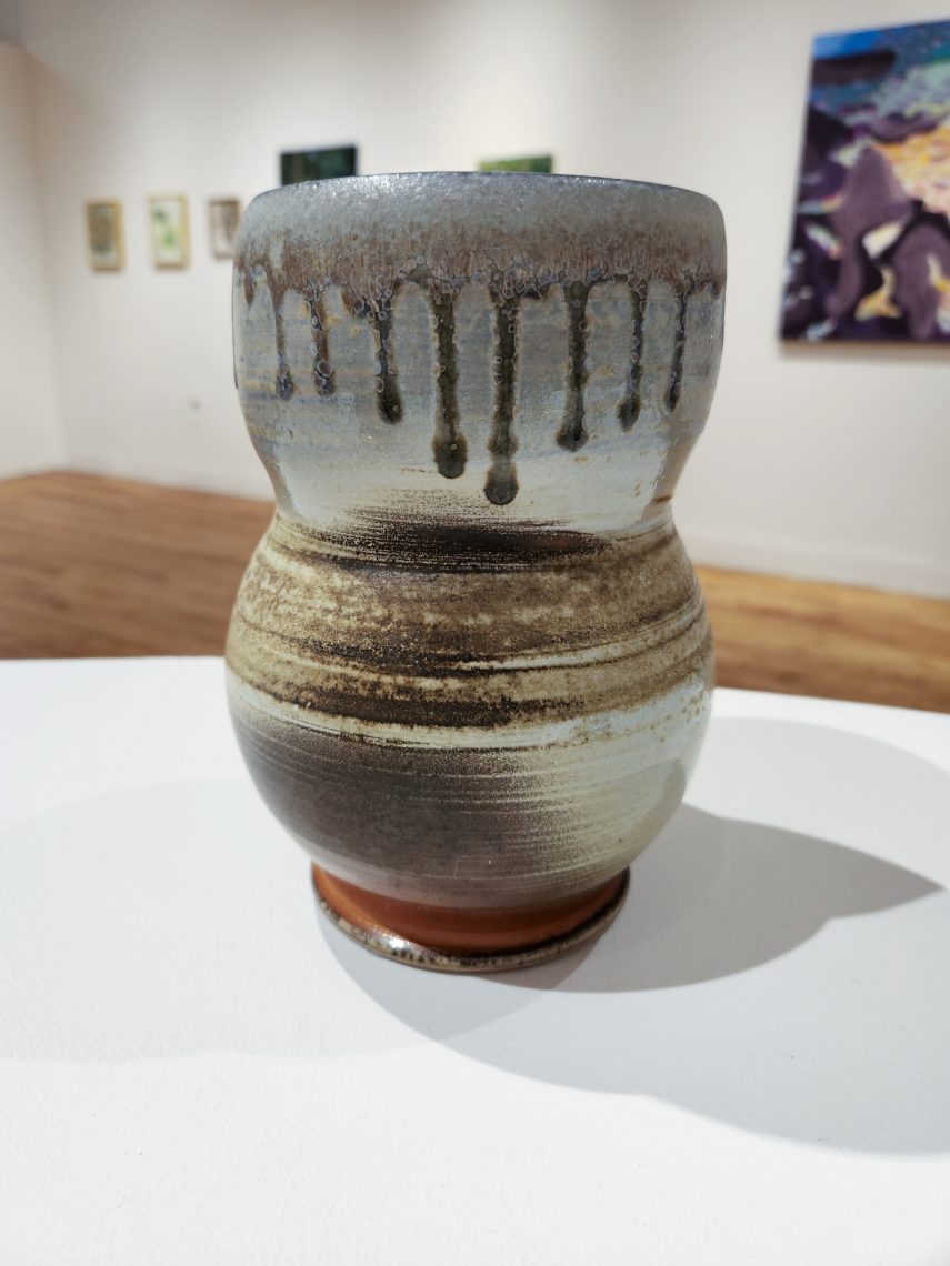 Annika Soderberg "Icarus" 2022. Stoneware, 5in. long x 5in. wide x 7 1/2in high. Part of the "2023 Bachelor of Fine Arts and Bachelor of Arts Exhibition," University of Southern Maine Art Gallery.