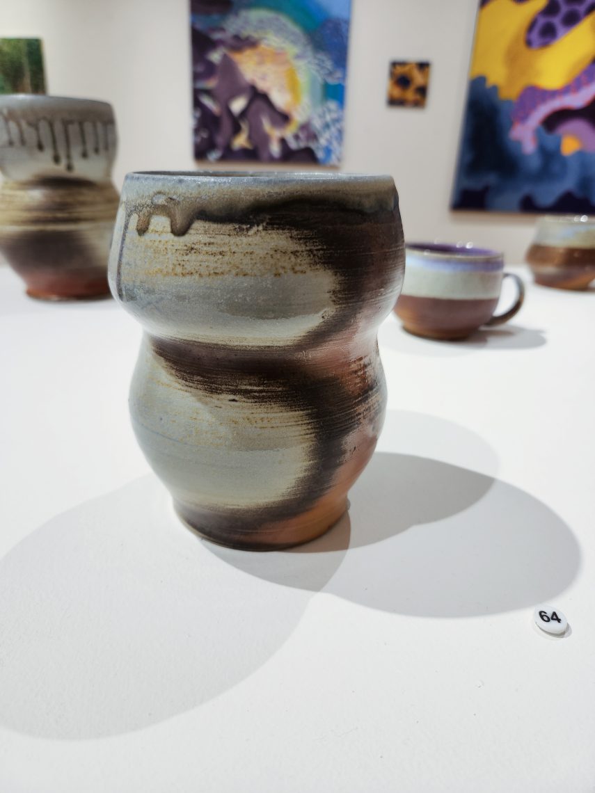 Annika Soderberg "Perdix" 2022. Stoneware, 4in. long x 4in. wide x 5 1/2in high. Part of the "2023 Bachelor of Fine Arts and Bachelor of Arts Exhibition," University of Southern Maine Art Gallery.