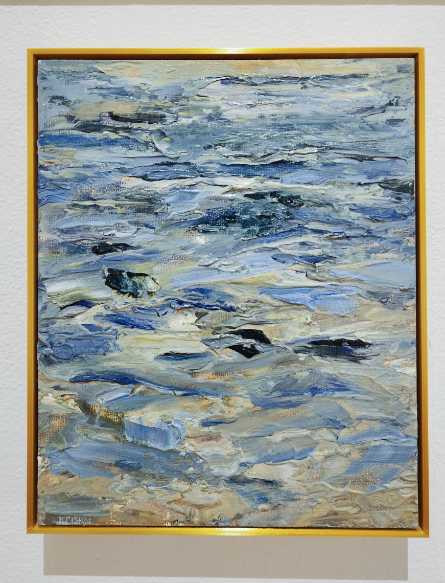 Kristin Golden "Song of Willard Beach,"
2022. Oil paint, 9 ¾ in. x 11 ¾ in. Part of the "2023 Bachelor of Fine Arts and Bachelor of Arts Exhibition," University of Southern Maine Art Gallery.